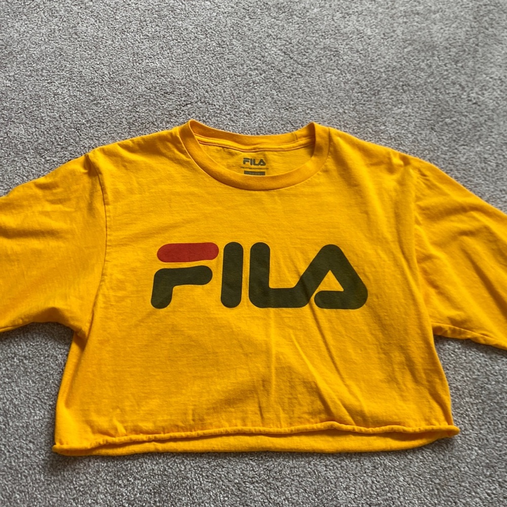 Yellow cropped FILA top